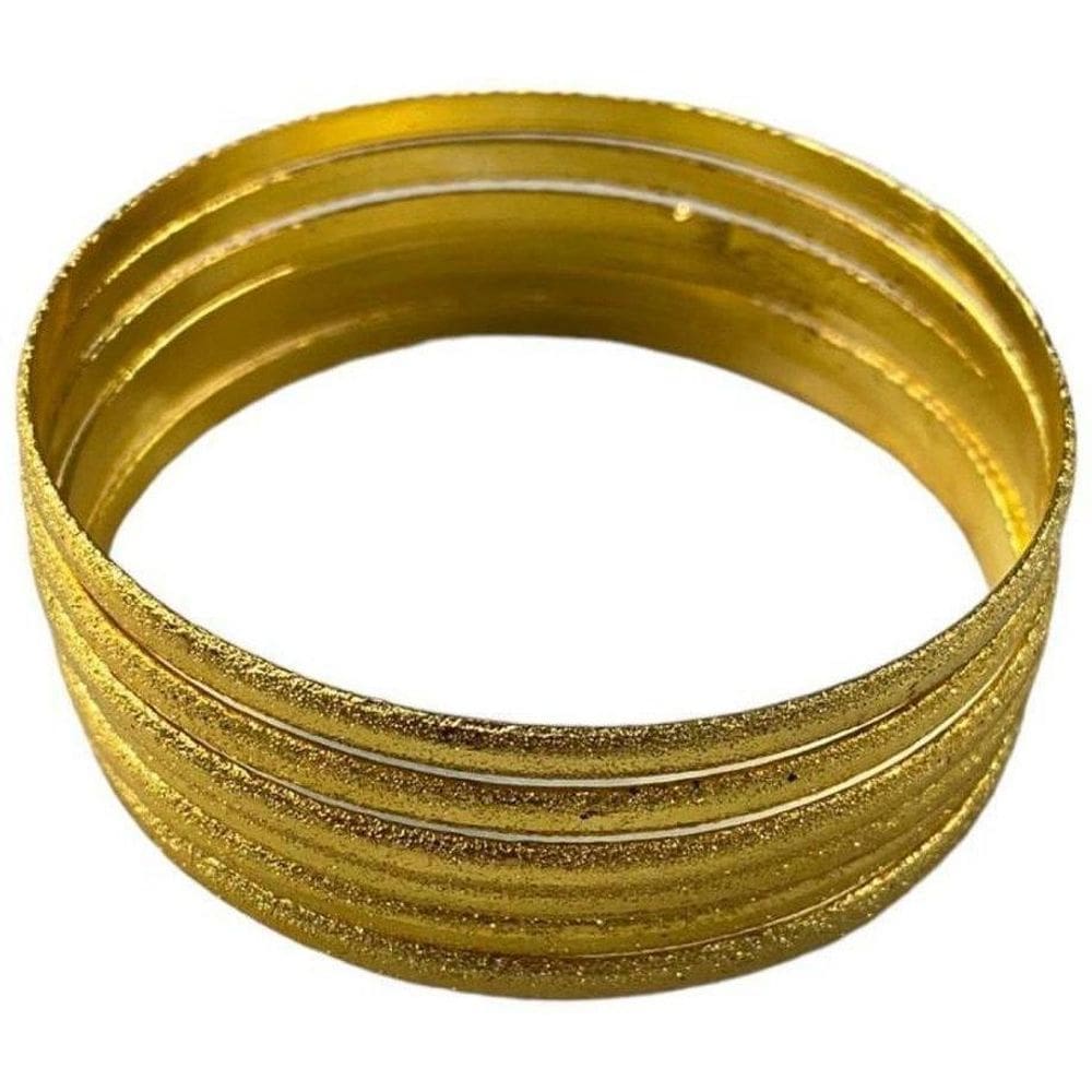 Pulseira Cigana Lisa 7 Cm Com 6 Argolas Douradas