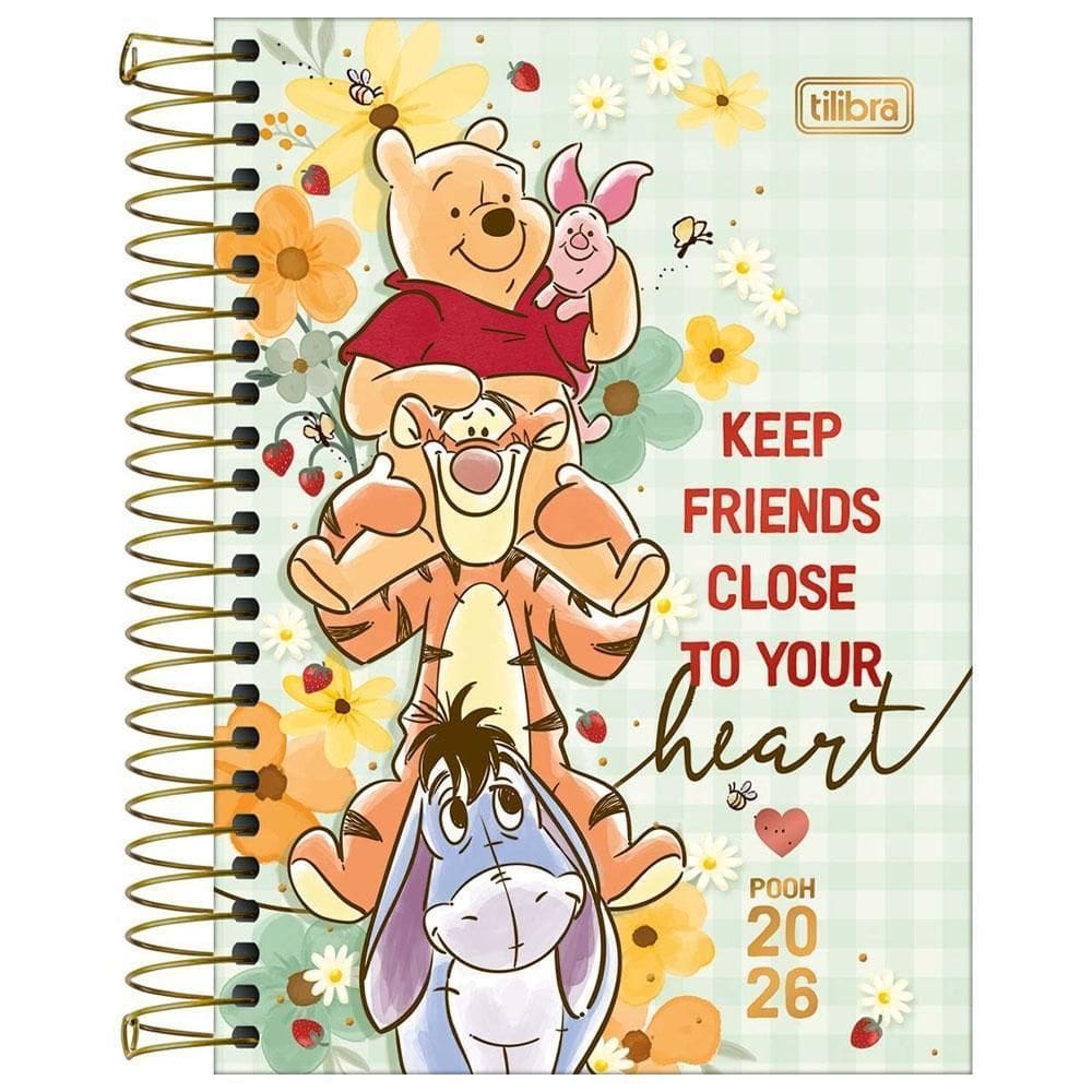 Agenda 2026 Diária Esp M5 176Fls Pooh Heart Verde Tilibra