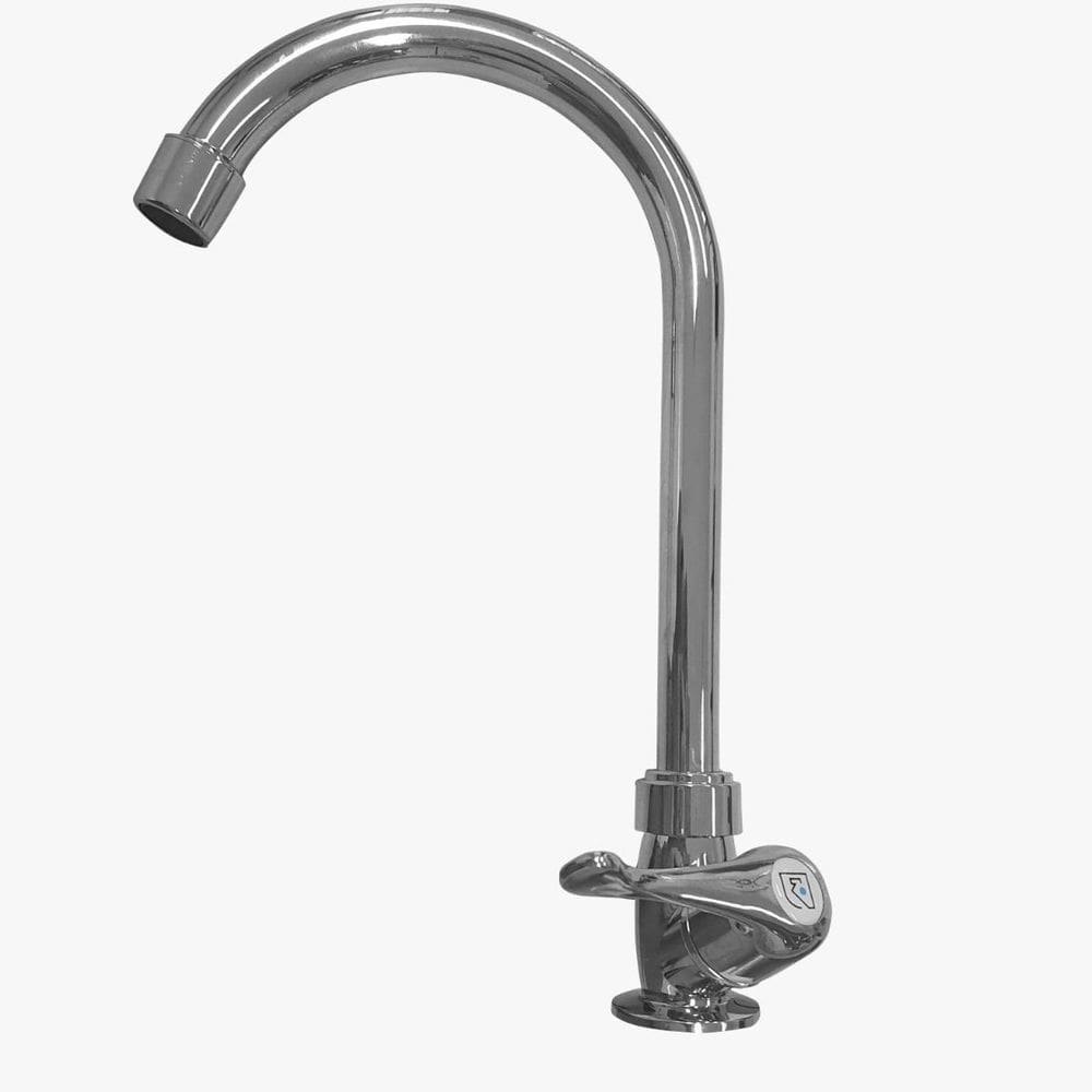 Torneira Bancada Cozinha Cromada Bica Móvel Alta 1/4 Dvolta