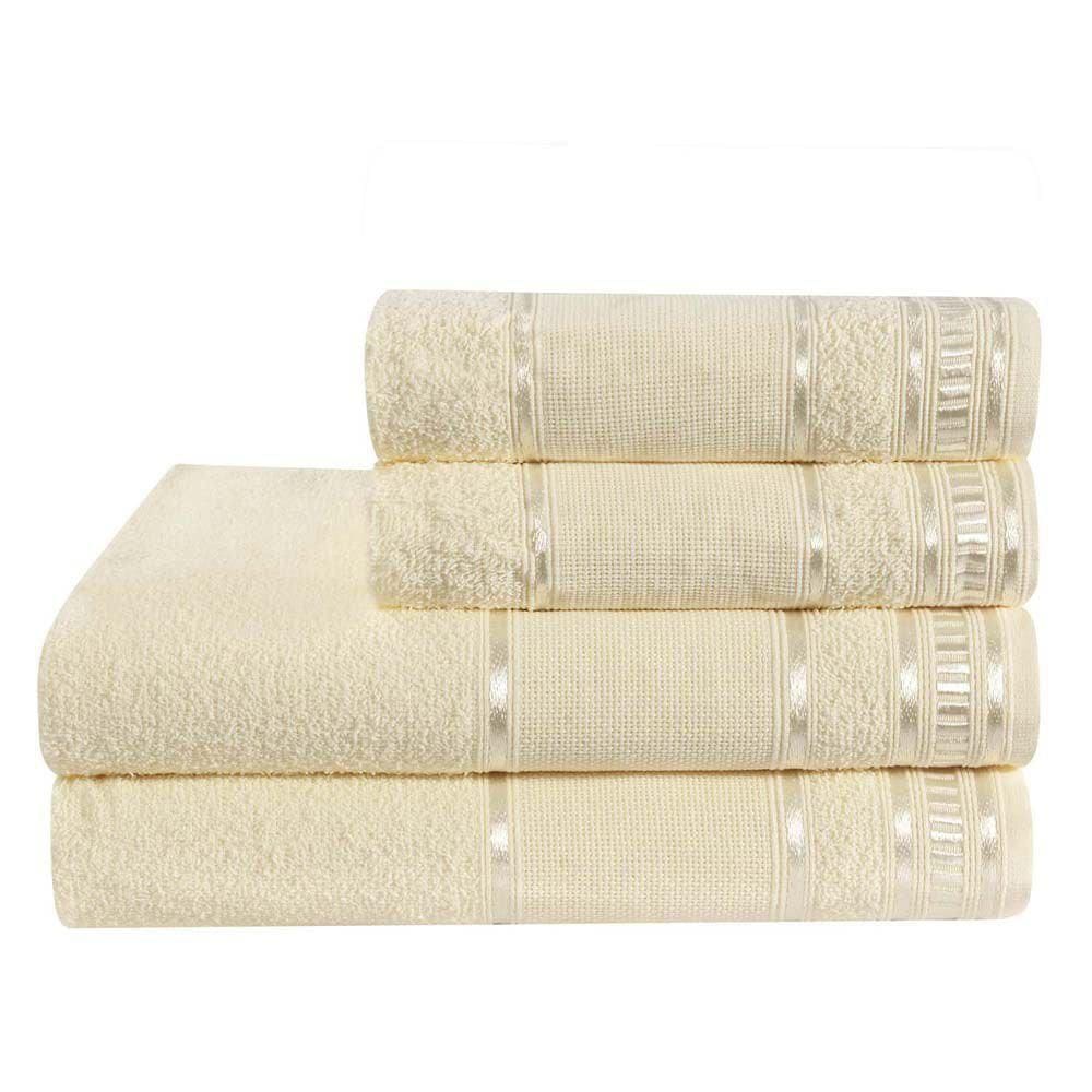 Jogo De Banho Premium 100% Algodão 04 Peças - Pérola