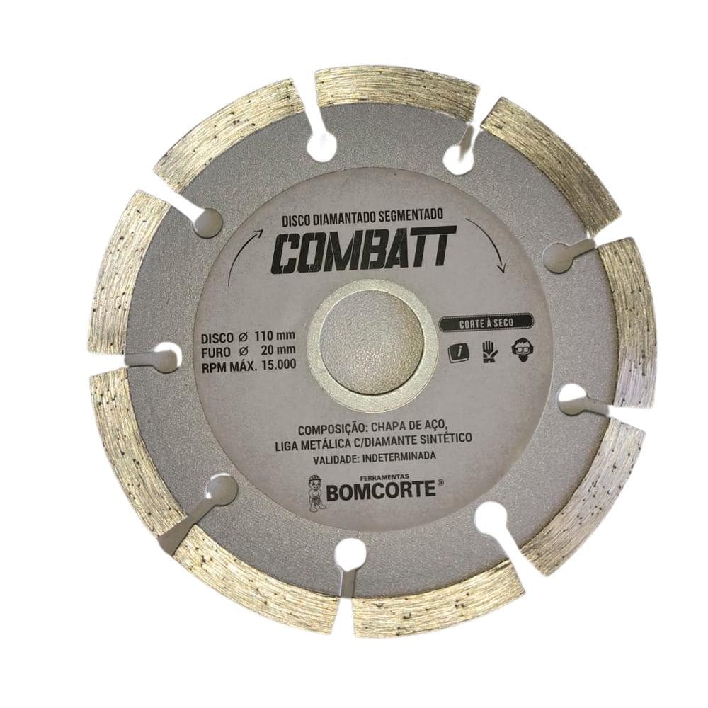 Disco Diamantado 110Mm Combatt Segmentado Bomcorte