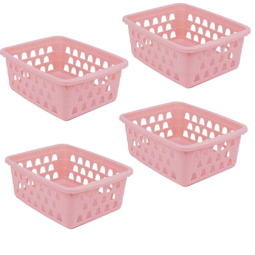 Kit 4 Cestos Multiuso Pequeno Rosa 12X6X16Cm Pp 1029 Uninjet