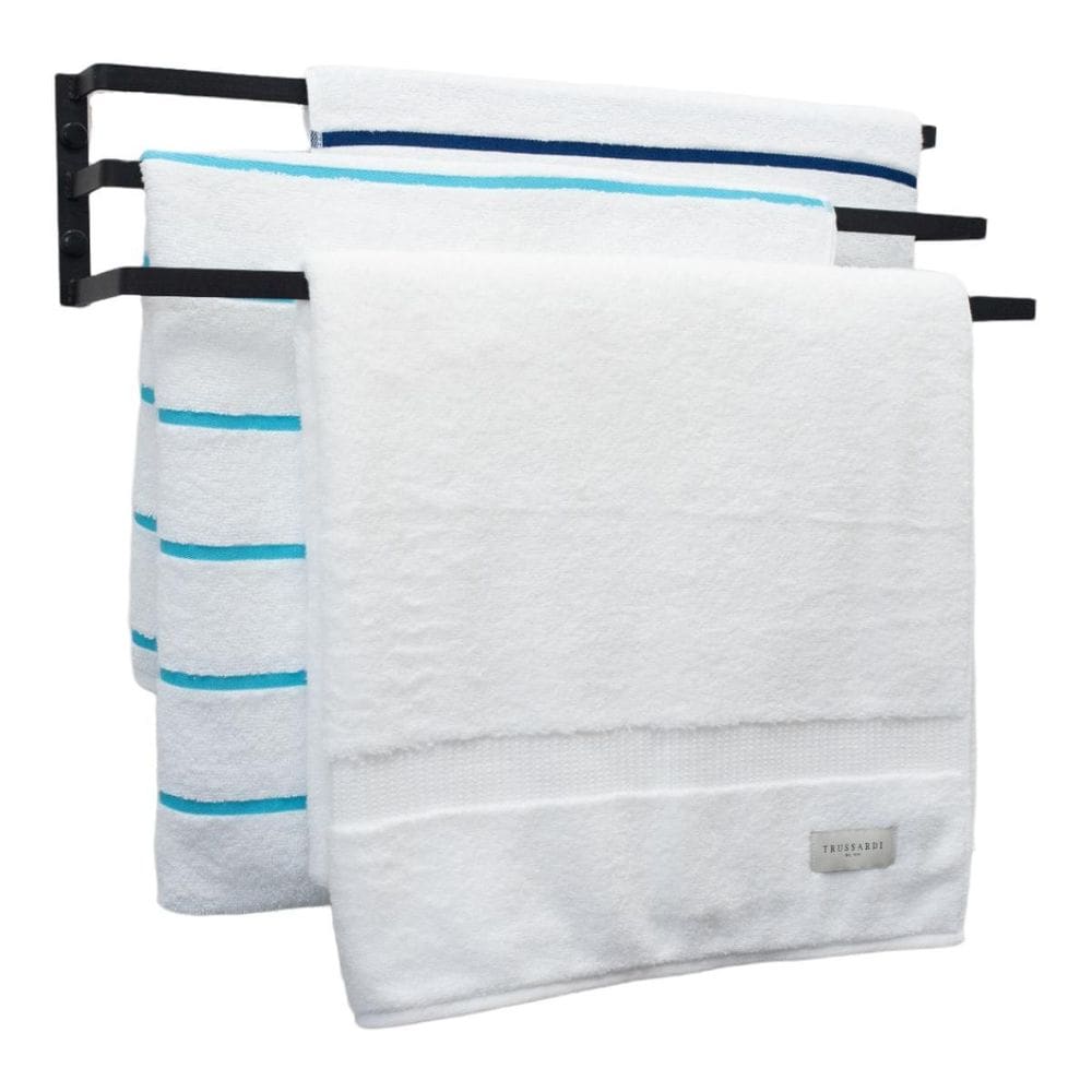 Porta Toalhas Toalheiro Triplo Para Parede Preto Fosco 60Cm