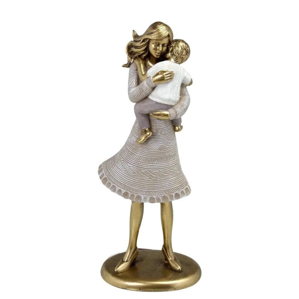 Figura Decorativa Estatueta Mãe E Filho 23 X 9 X 7 Cm