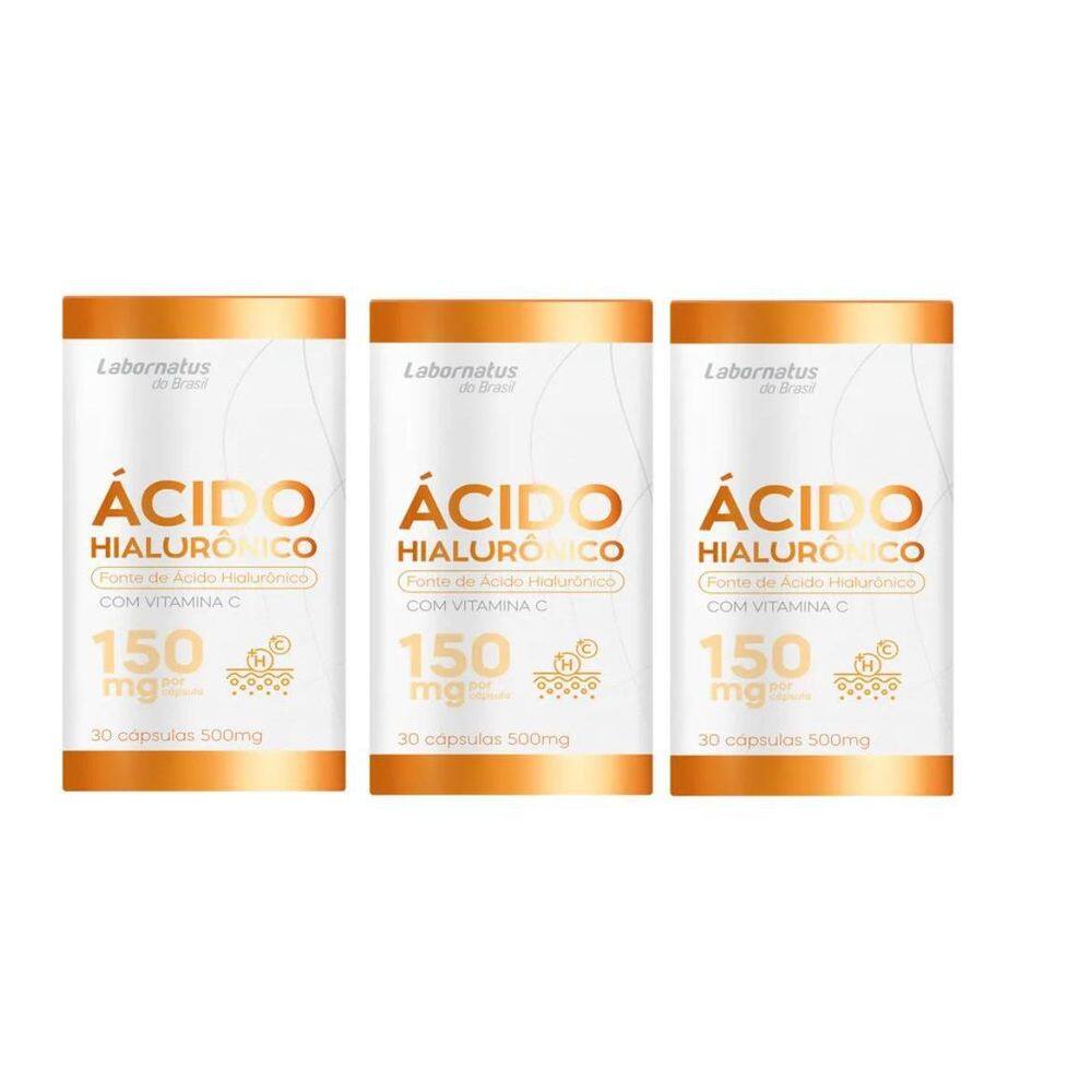 Ácido Hialurônico 90Cáps 150Mg Vitamina C - Kit 3 Frascos