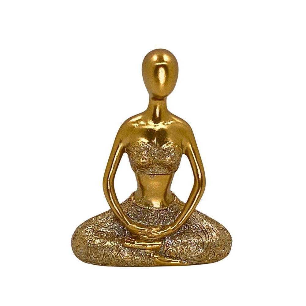 Figura Decorativa Estatueta Mulher Yoga 14 X 11 X 5 Cm