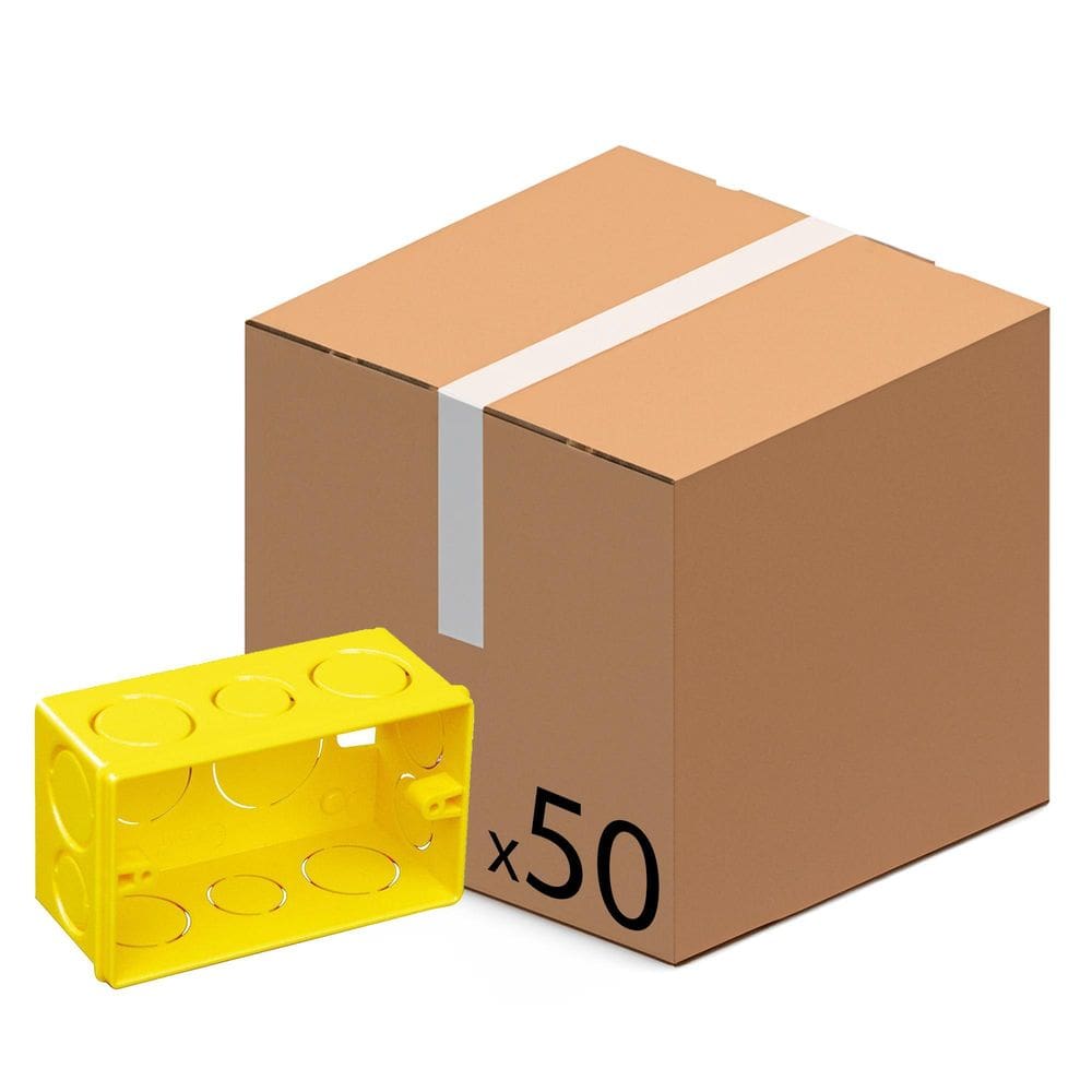 Kit Com 50 Caixa De Luz 4X2 Embutir Amarela