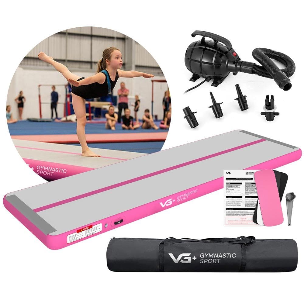 Tapete Colchão Ginástica Inflável 5 Metros com Bomba Elétrica VG Plus Rosa 220v