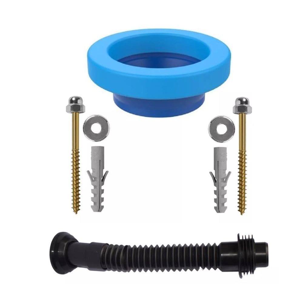 Kit Instalação Vaso Tubo Ligação Preto + Anel + Parafusos