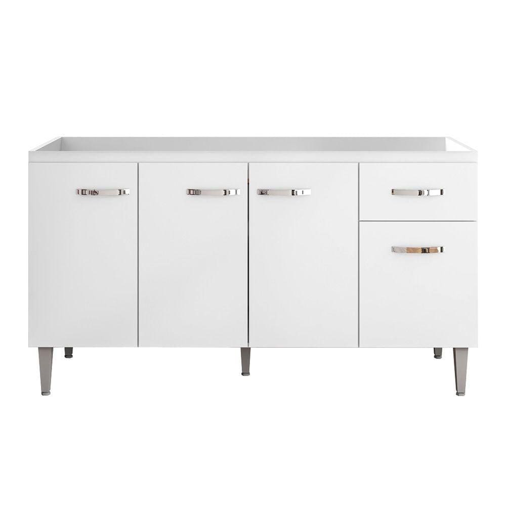 Balcão Gabinete Gabriela 150cm Sem Tampo 4 Portas Branco