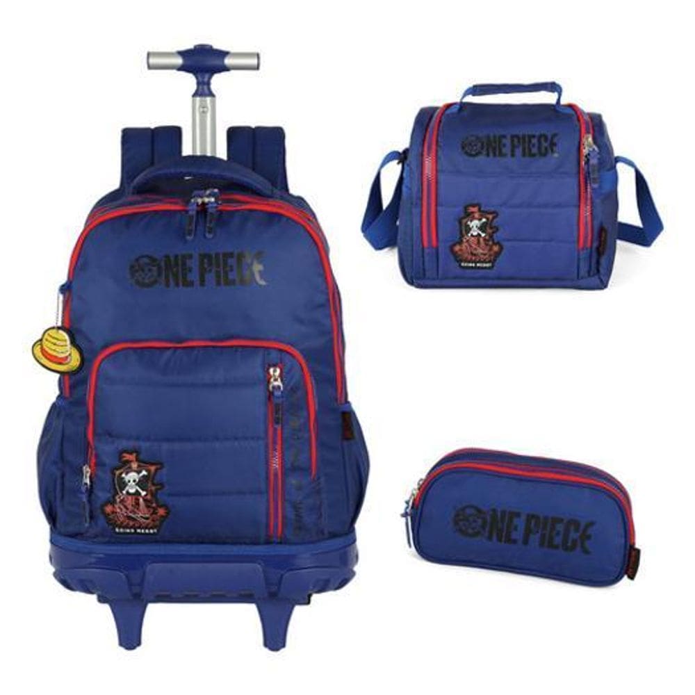 Kit Mochila Rodinhas Estojo E Lancheira  One Piece