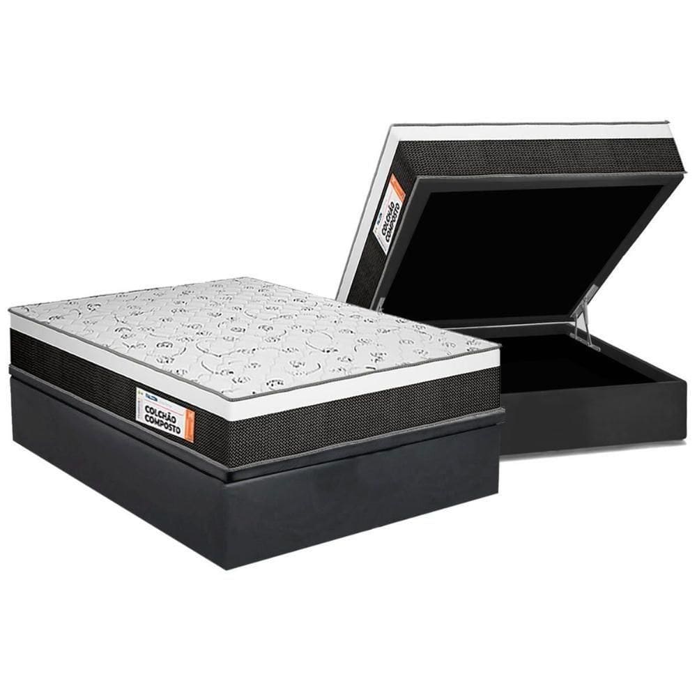 Cama Box Baú Casal Colchão Anatômico Plumatex Falcon Ultra Firme + Base Crc Suede Gray(138x188)