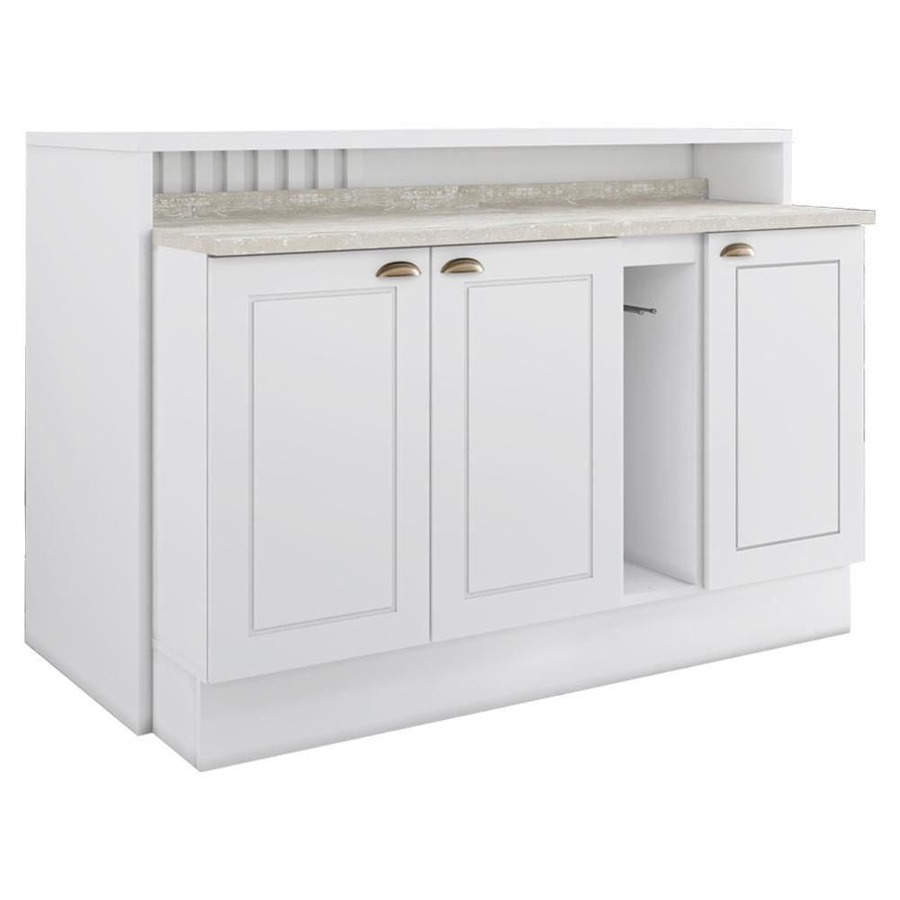 Bancada E Balcao Gourmet 146 Cm Ce818 Americana Branco Calcare Henn