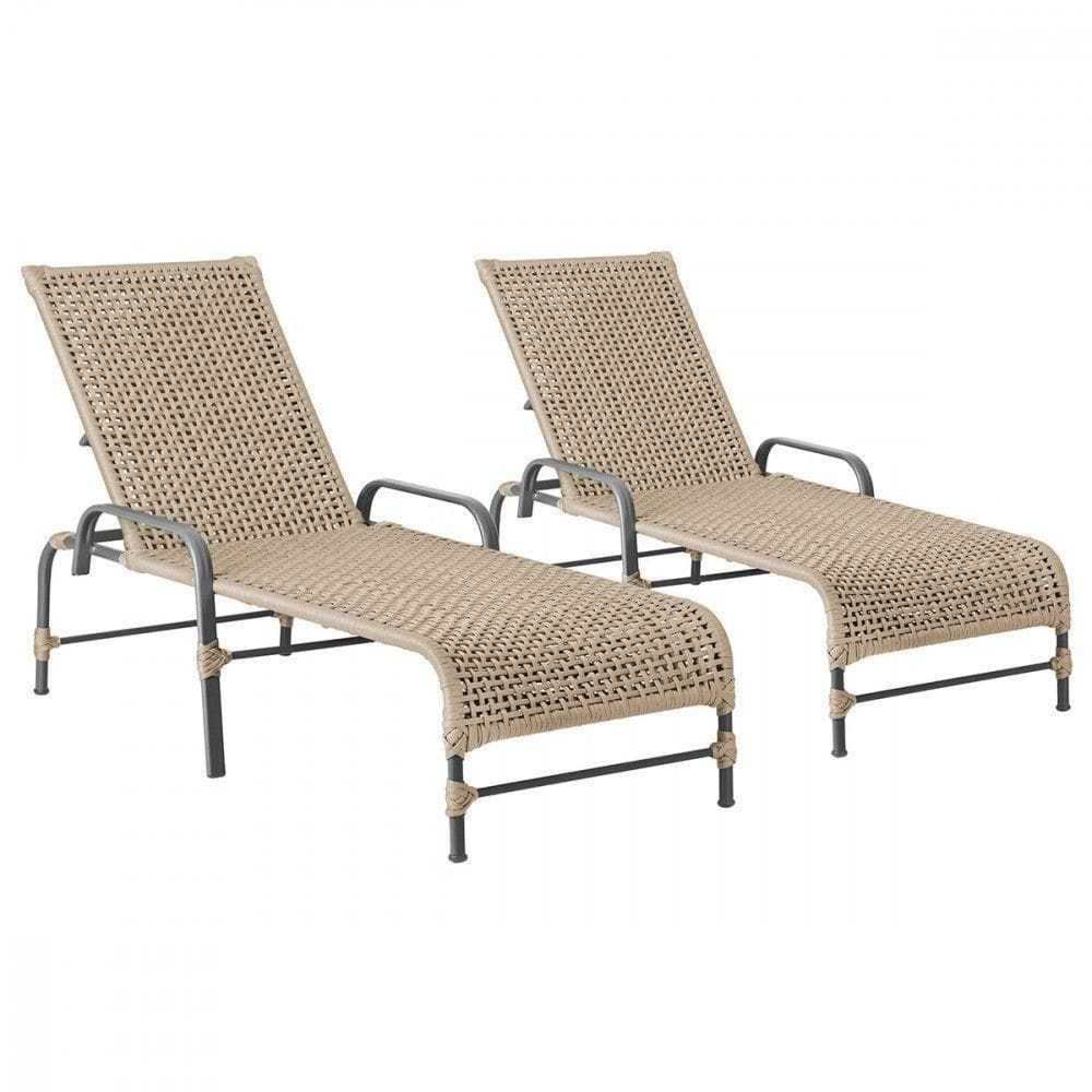 2 Espreguiçadeiras Reclinavel Catar Preto Corda Nautica Rami