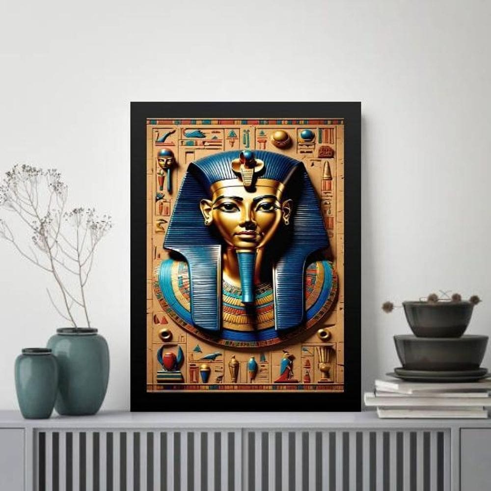 Quadro Decorativo Arte Egípcia 24X18Cm - Com Vidro