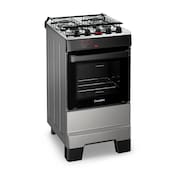 Fogão a Gás Mesa Inox Tampa de Vidro Forno 50L Limpa Fácil e Acendimento Automático Esmaltec IDEAL Top T4IAI Cor Inox 4 bocas Bivolt