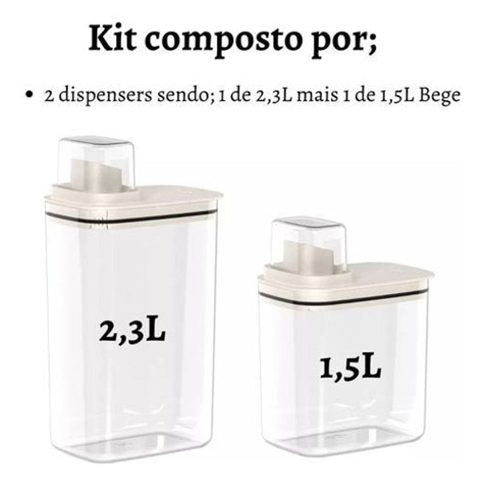 Kit 2 Porta Sabão Amaciante Hermético Flow Ou - Bege
