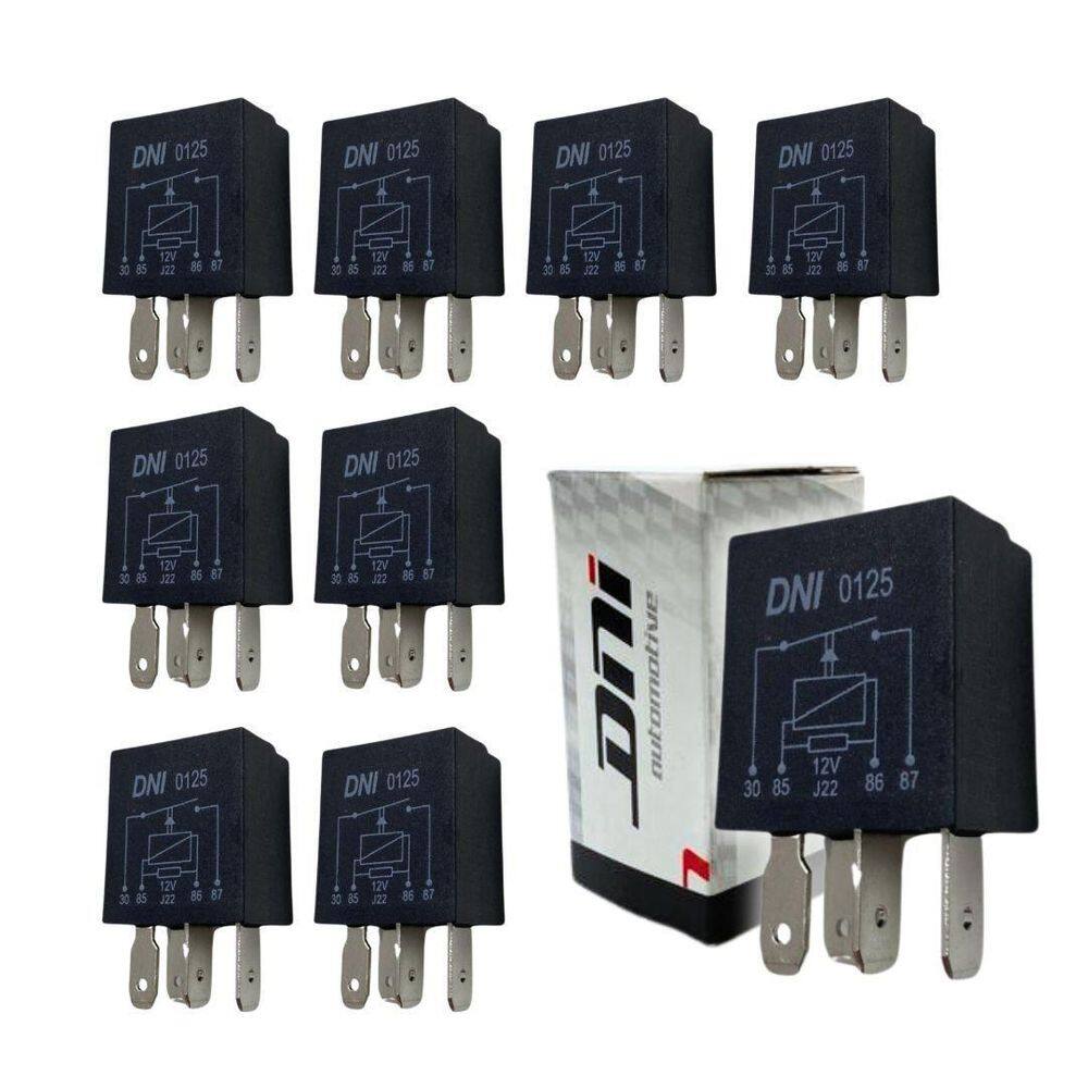 Kit 10 Mini Rele Auxiliar 12V 40A 4 Pinos Resistor Universal