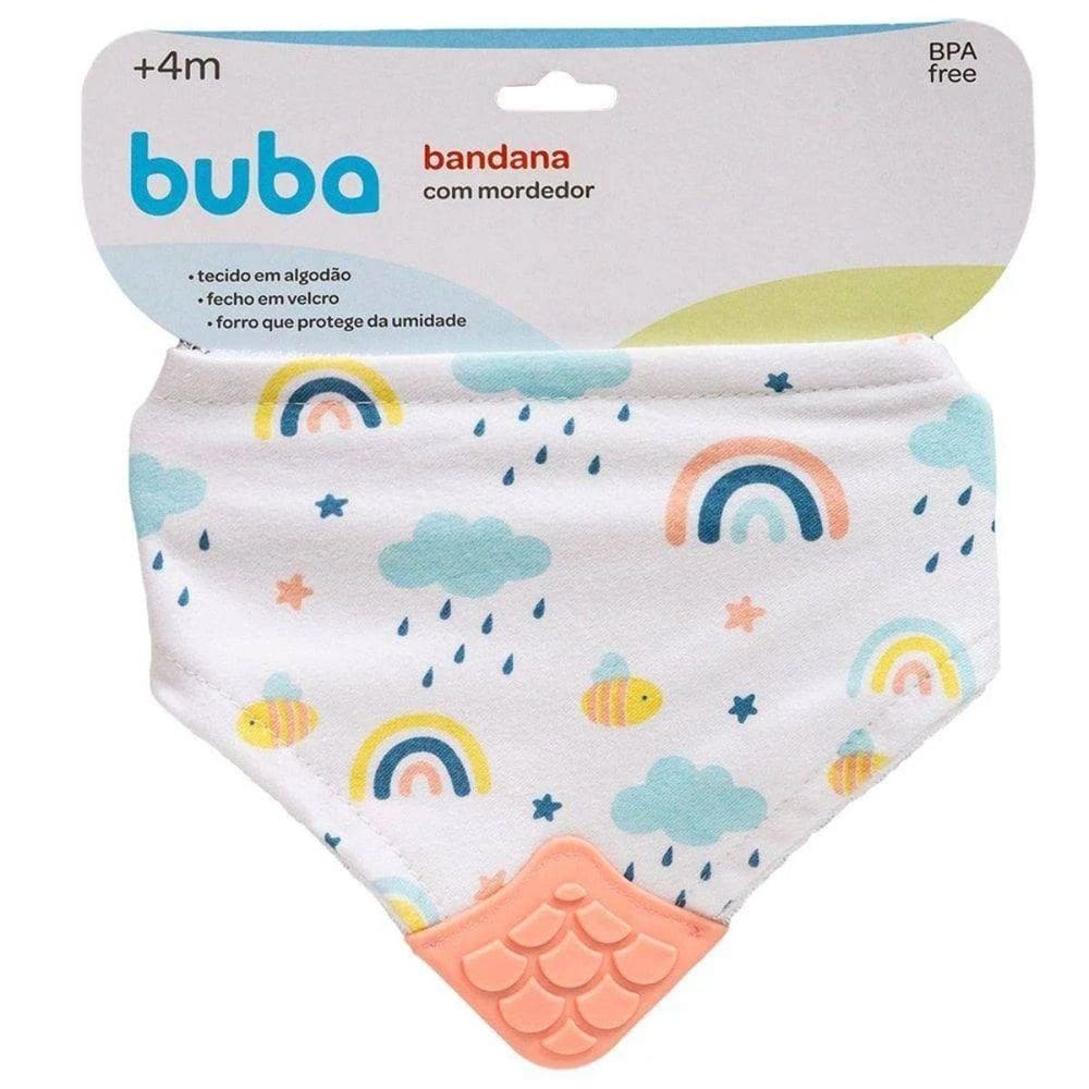 Bandana Baby Com Mordedor Arco Íris E Abelha Buba