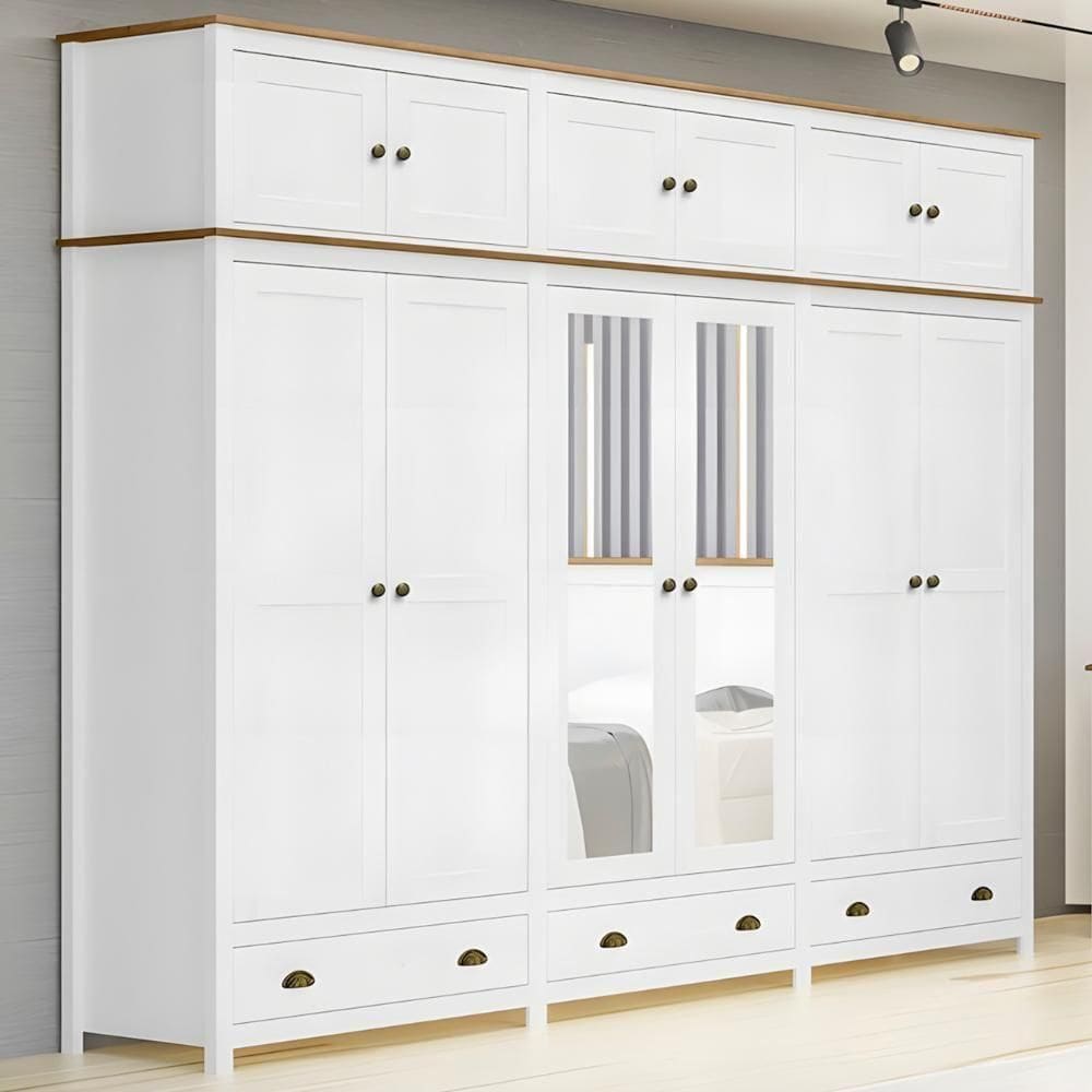 Guarda Roupa Casal 261cm Com Espelho Lázio Branco/freijó F07 - Mpozenato