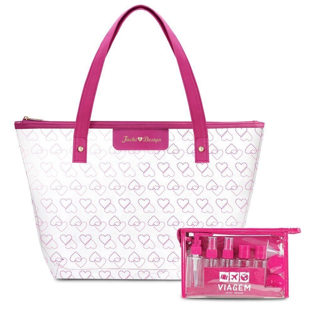 Kit De Bolsa Transparente E Frascos De Viagem De 10 Peças, Pink