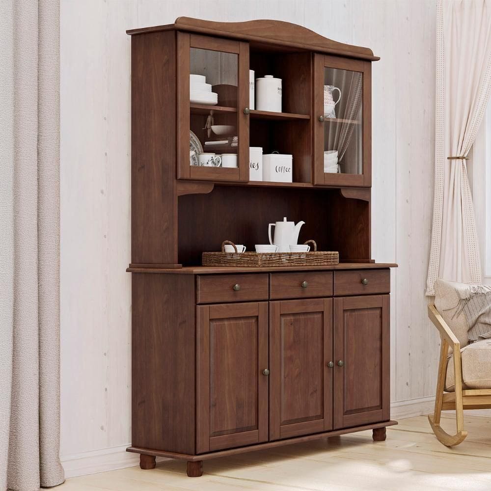 Cristaleira Portas De Vidro 129cm Pé Madeira Rubia Café F07 - Mpozenato