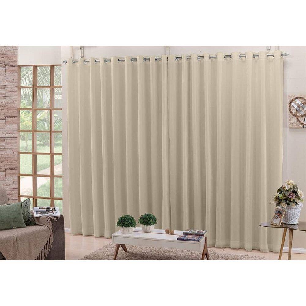 Cortina Voil Pérola 3,00X2,50 Blackout Tecido Corta Luz 100%