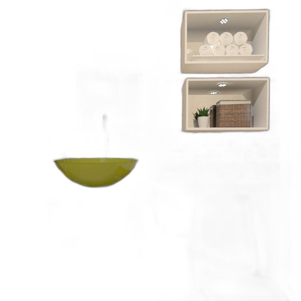 Gabinete Vidro 45Cm Ac Cuba Redonda Verde Oliva + Torneira