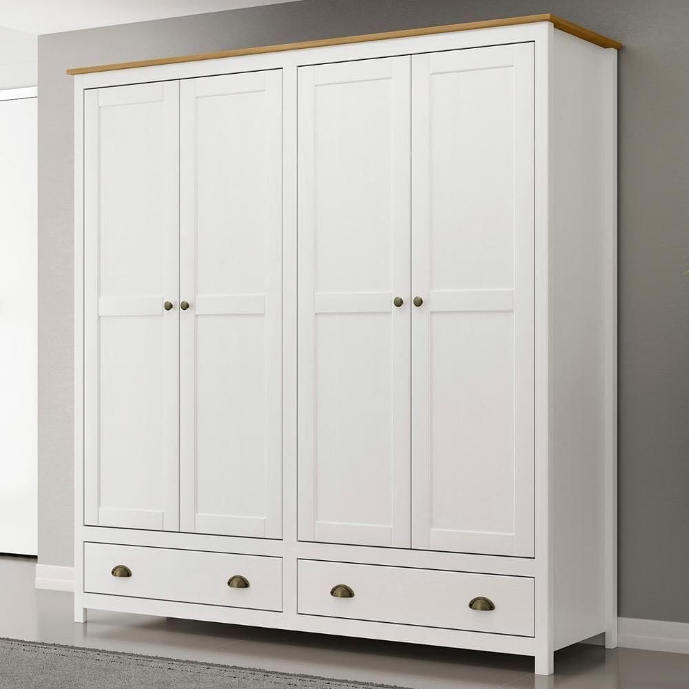 Guarda Roupa Casal 176cm 4 Portas 2 Gavetas Lázio Branco/freijó F07 - Mpozenato