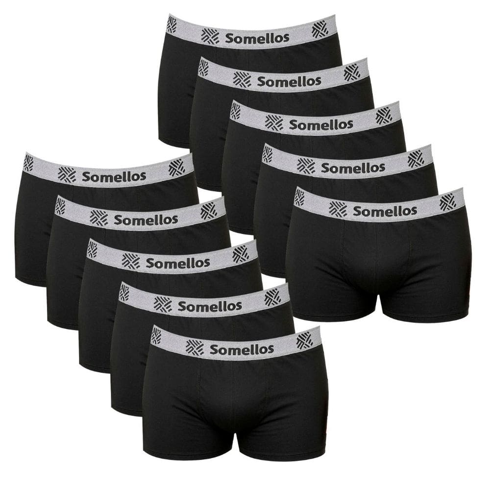 Kit 10 Cuecas Somellos PLUS SIZE EXG2 Boxer Preta Somellos Microfibra