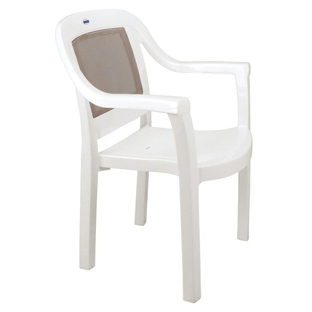 Cadeira Tramontina Miami Em Polipropileno Branco Com Tela Camurça Tramontina