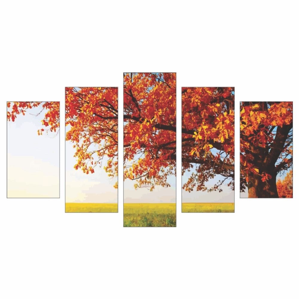 Quadro Decorativo Mosaico Árvore Laranja 5 Peças 160x80cm