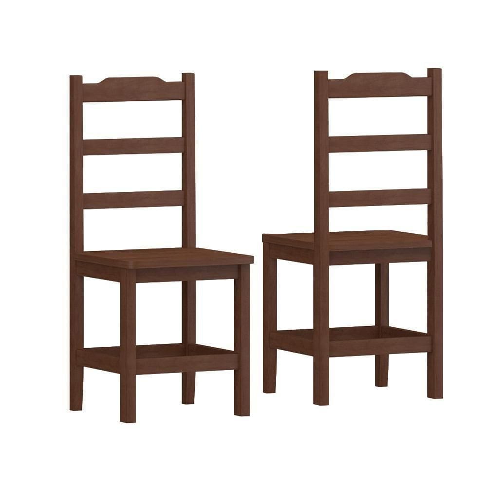 Kit Com 2 Cadeiras De Jantar Madeira Maciça Perola Castanho Nemargi