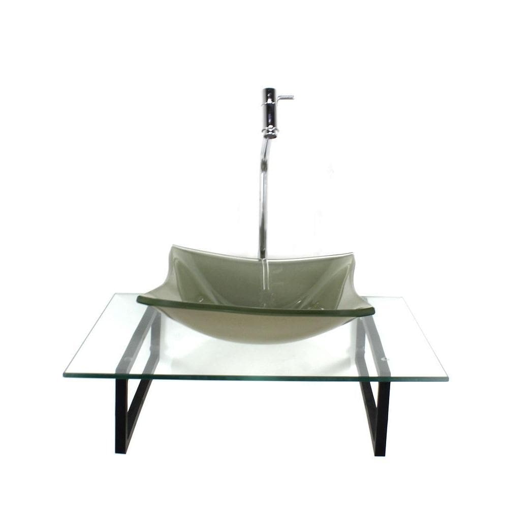 Kit Cuba Vidro Quadrada Champanhe Tampo 60Cm Incolor E