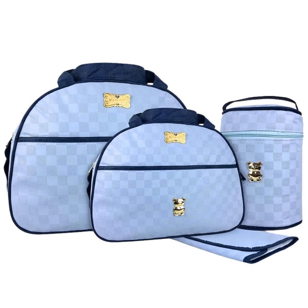 Kit Bolsas Maternidade Mave Baby Prime Gold Azul Claro