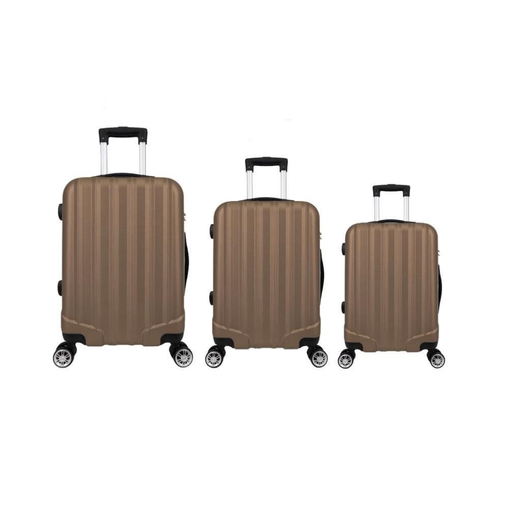 Kit Mala de Viagem abs 3 peças Adventure Fortt Champanhe - KMV01-CP