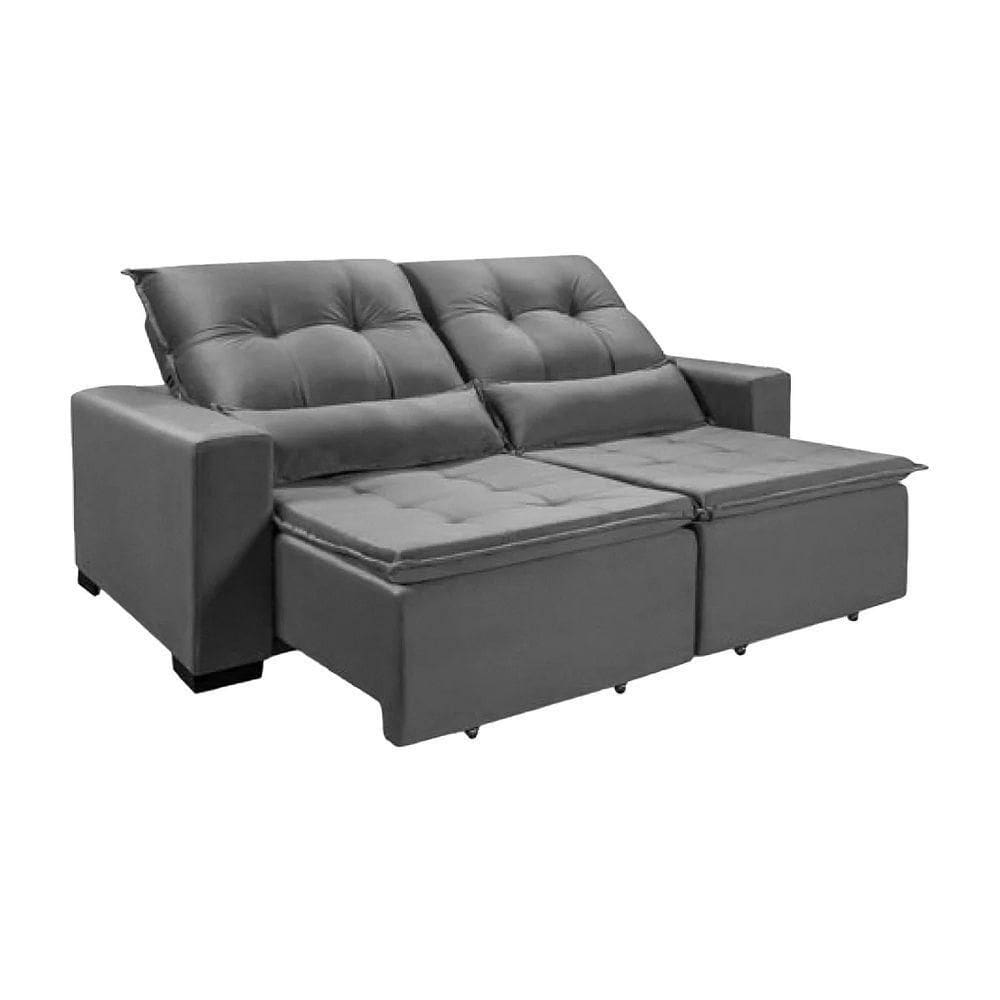 Sofá 4 Lugares Chicago Mts Veludo Com Pillow Cinza