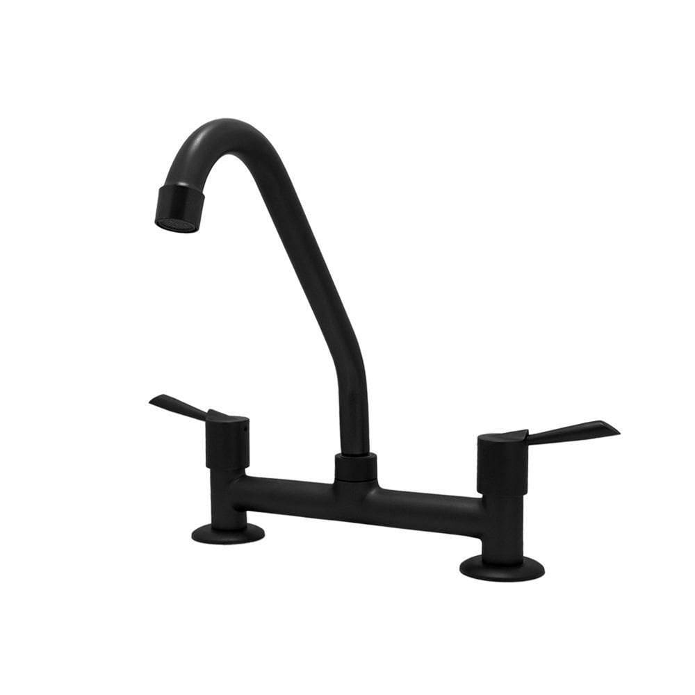 Torneira Misturador Cozinha 1/4 Volta Grafite Preto Fosco Pia Mesa Bancada Metal