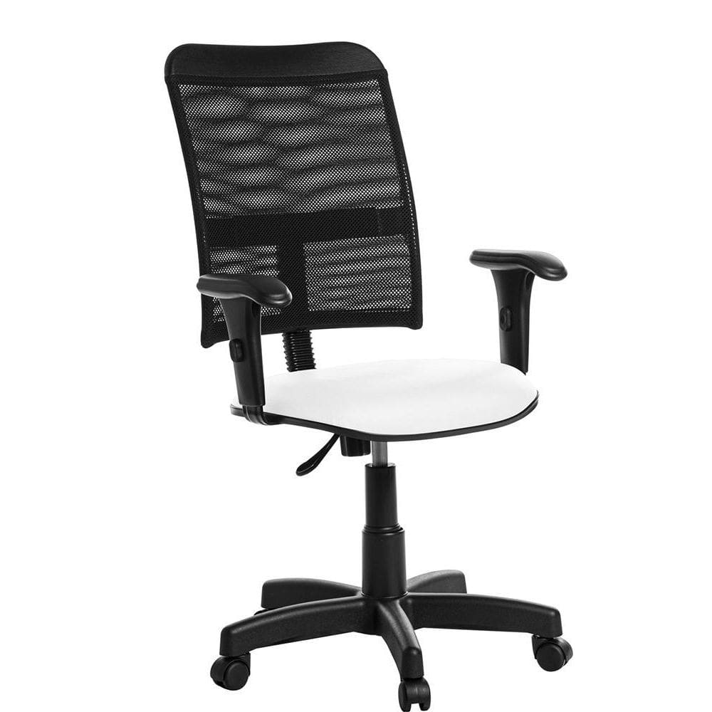 Cadeira de Escritório em Tela - Branco - Base Giratória
