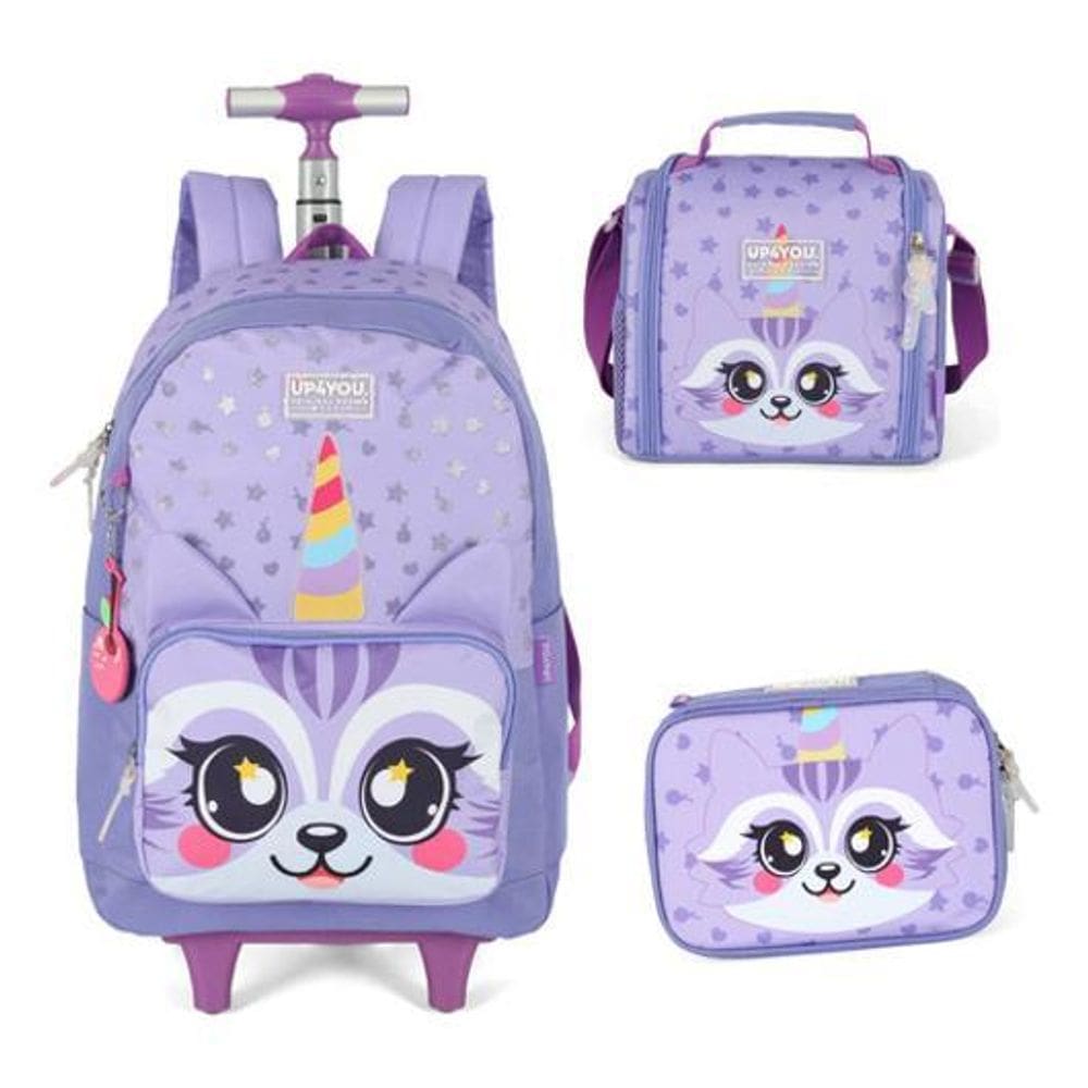 Kit Mochila Rodinhas Gato Coelho Unicórnio Up4You
