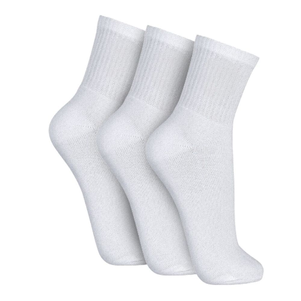 Kit 3 Pares Meia Branca Cano Médio Alto Somellos Leve e Macia do 32 ao 42