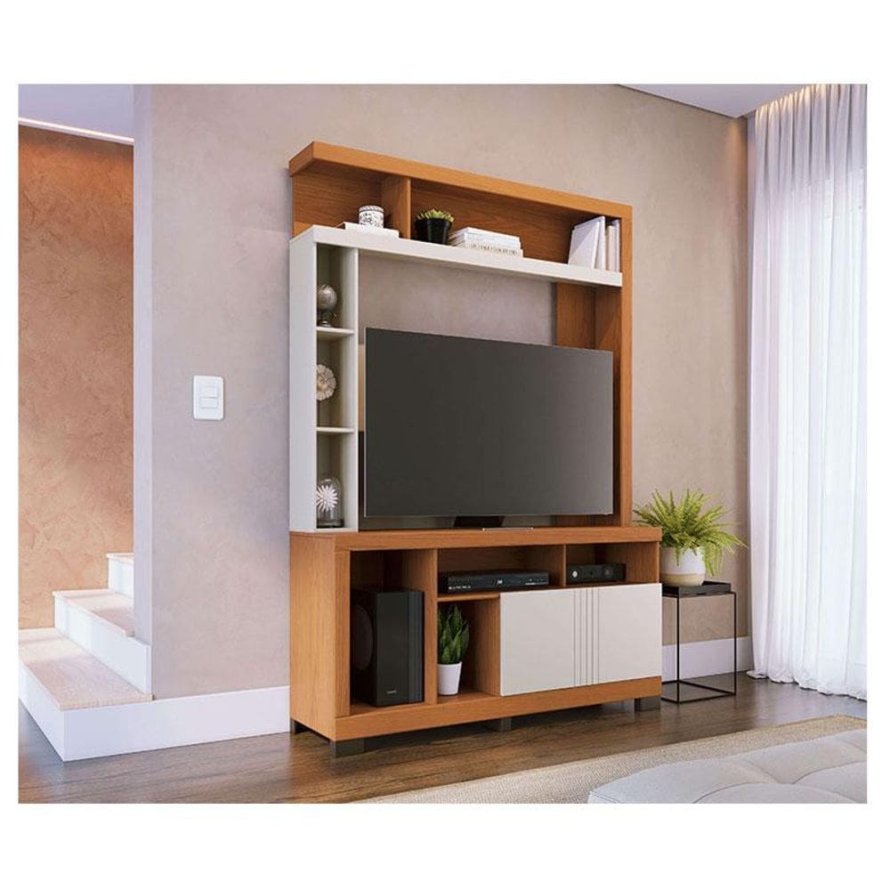 Estante Home Theater Ambiente Elba Freijó Off White Matte - Colibri