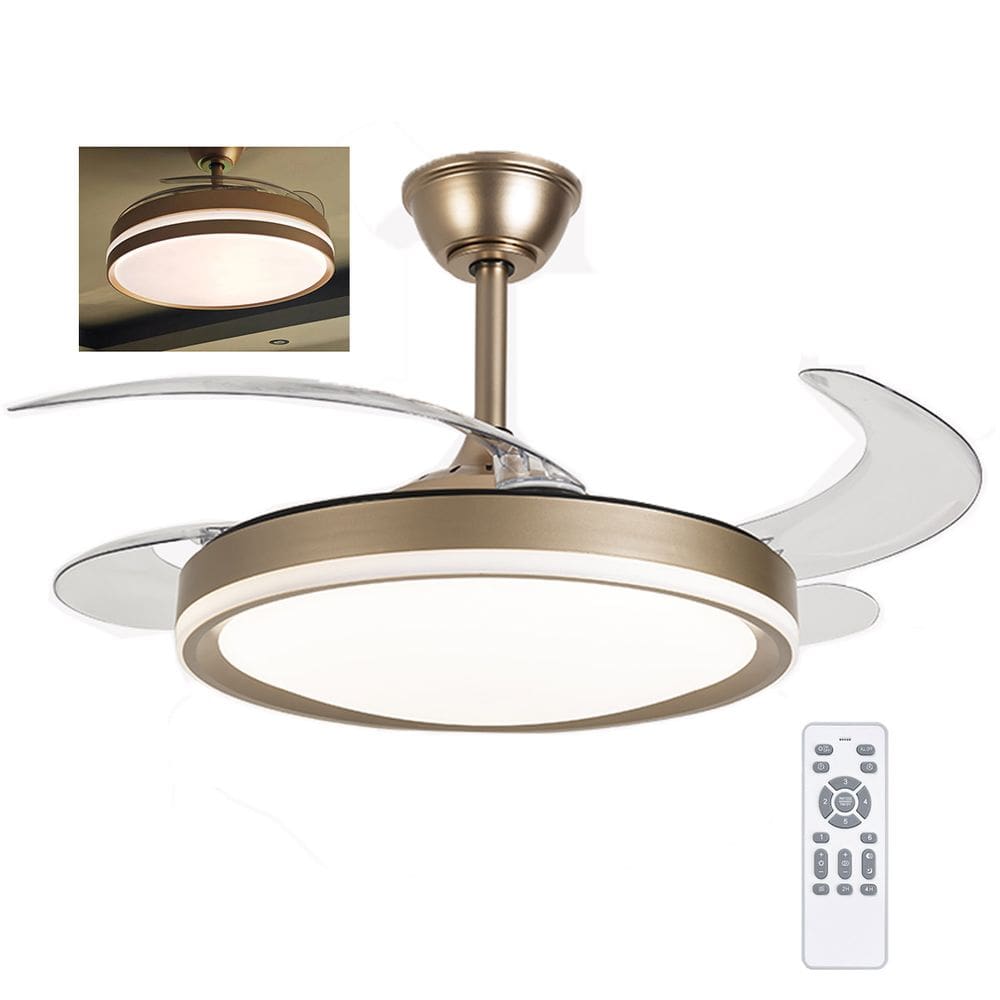 Ventilador de Teto Grande Lampada Led 3 em 1 Controle Remoto Pa Retratil Ajustavel Silencioso Potente Quarto Sala