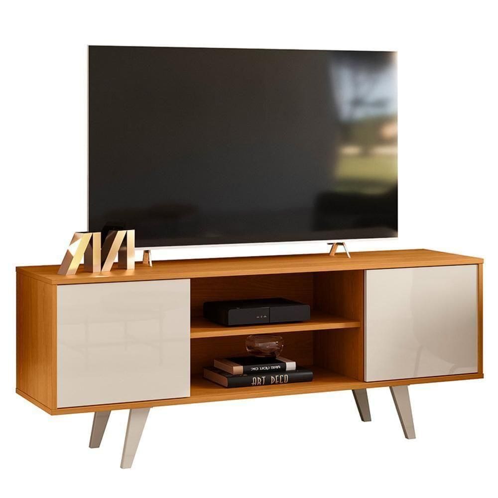 Rack Bancada Lisboa Cinamomo/off White Para Até 55” - Madetec