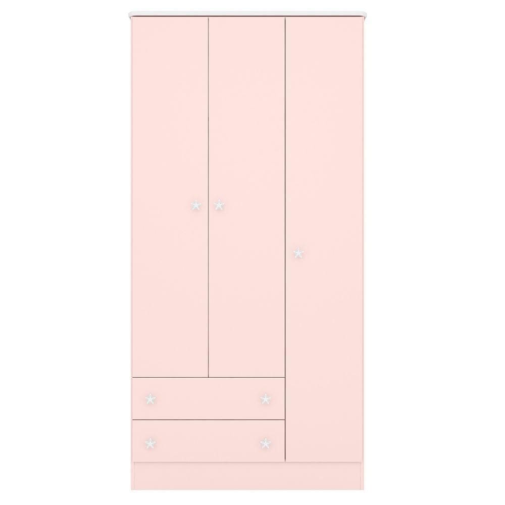 Guarda Roupa Infantil 3 Portas 2 Gavetas Doce Sonho Rosa - Qmovi