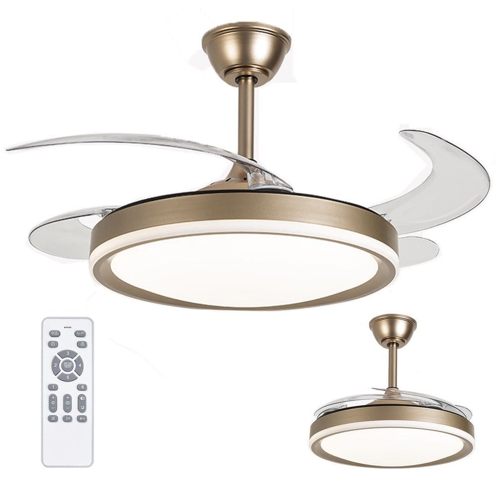 Ventilador de Teto Grande Retratil Lampada Led 3 em 1 Lustre Controle Remoto Potente Casa Quarto Recepçao Silencioso