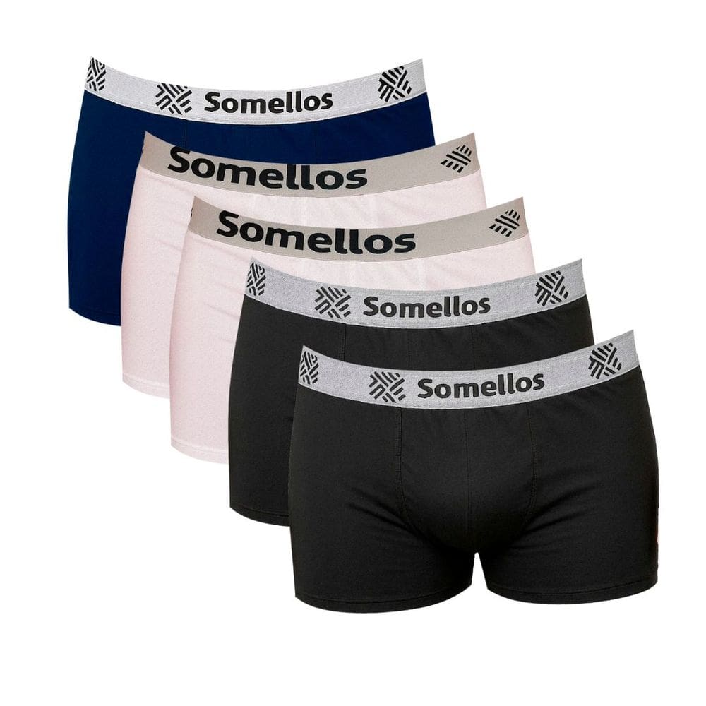 Kit 5 Cueca Boxer Plus EXG2 Somellos Microfibra 2 Branca, 2 Preta e 1 Azul