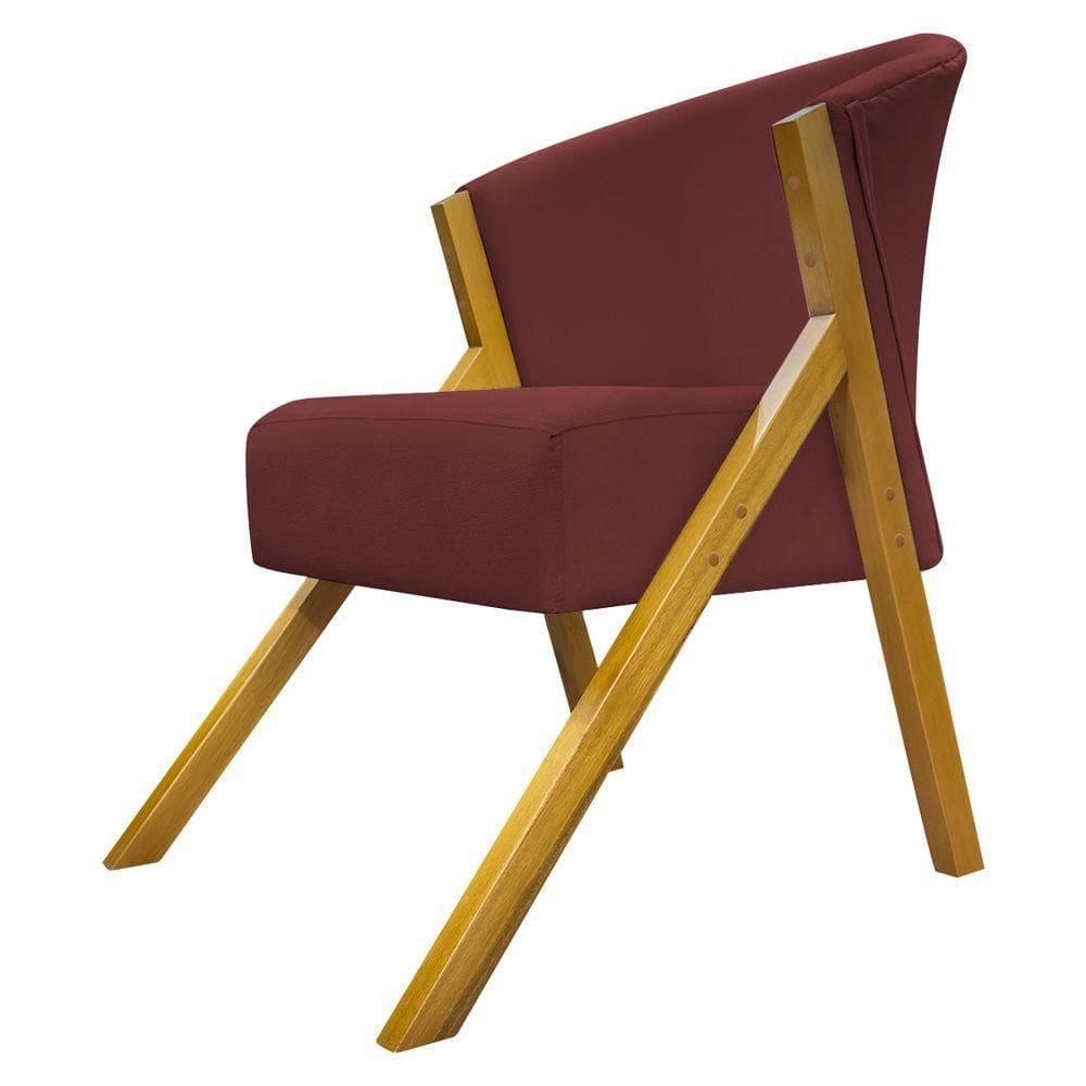 Poltrona Decorativa You Suede Braça Amadeirada - Bordô Suede