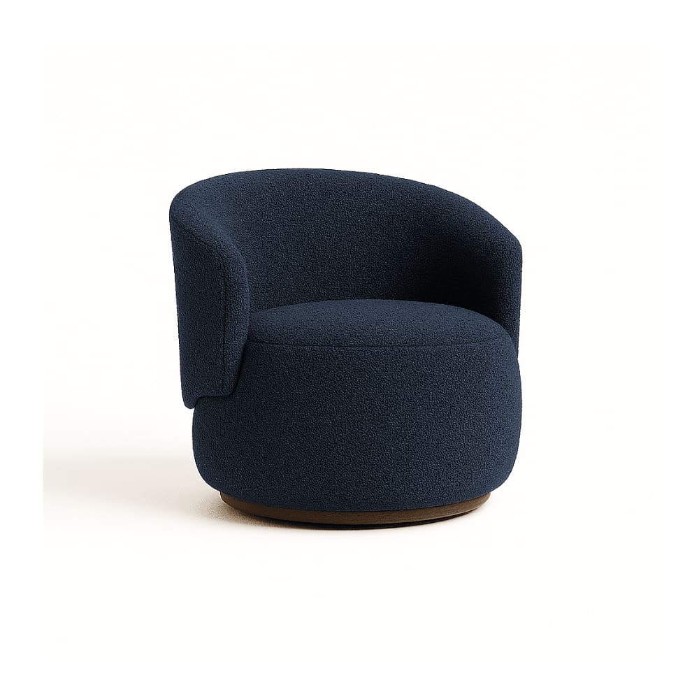 Poltrona Decorativa Sala Estar Orgânica Beatriz Boucle Azul Marinho - Montanaris Decor