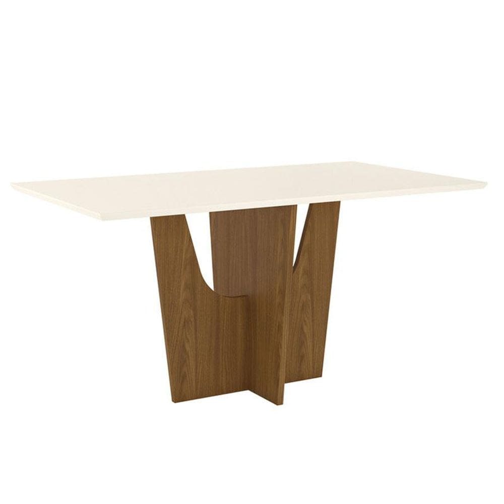 Mesa de Jantar Vértice 160 cm Canto Reto sem Vidro Nature Off White - Henn